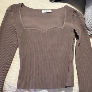 Babaton Ribbed Long Sleeve Top - brown